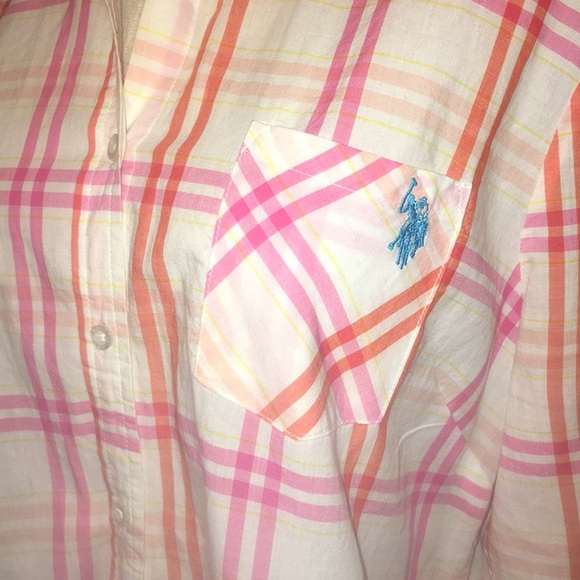 US Polo Assn pink orange and white with turquoise - Picture 3 of 7